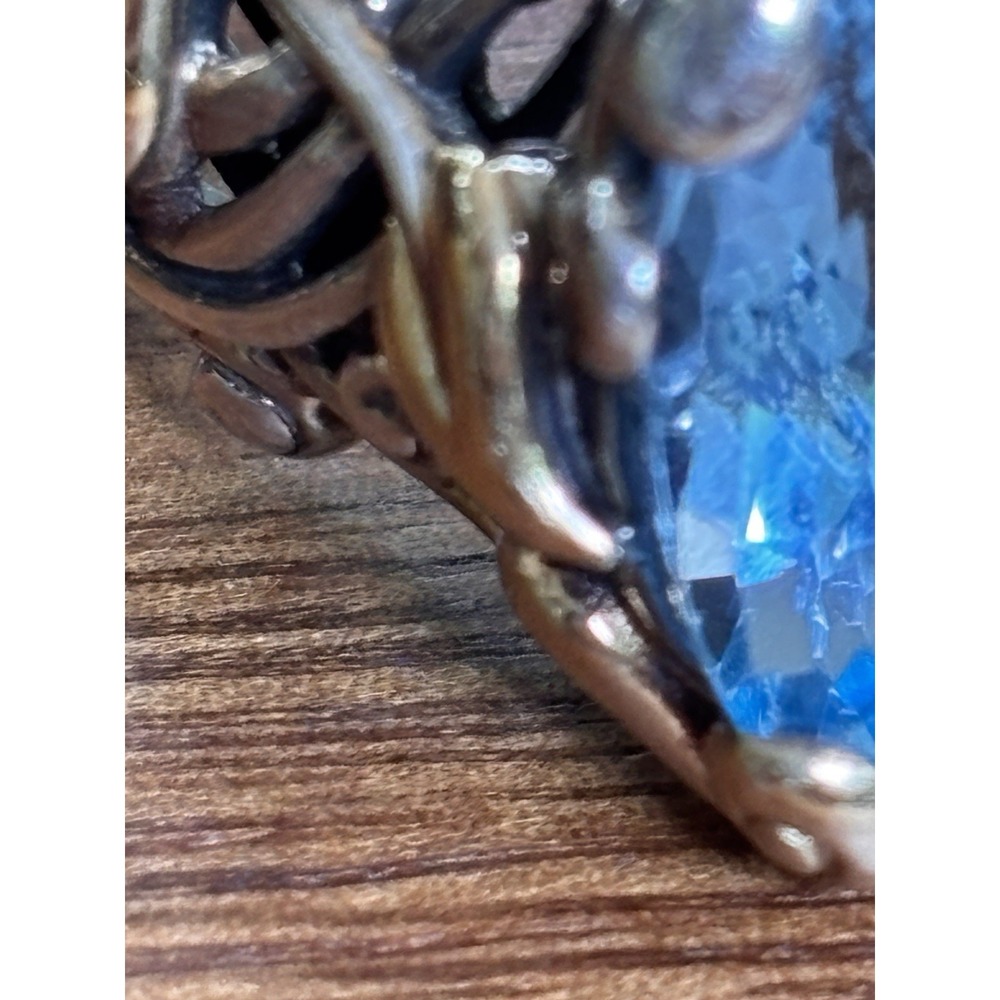 Barbara Bixby 18K Gold & Sterling Silver Blue Topaz Vine Leaf Ring Size 7 - Picture 3 of 15